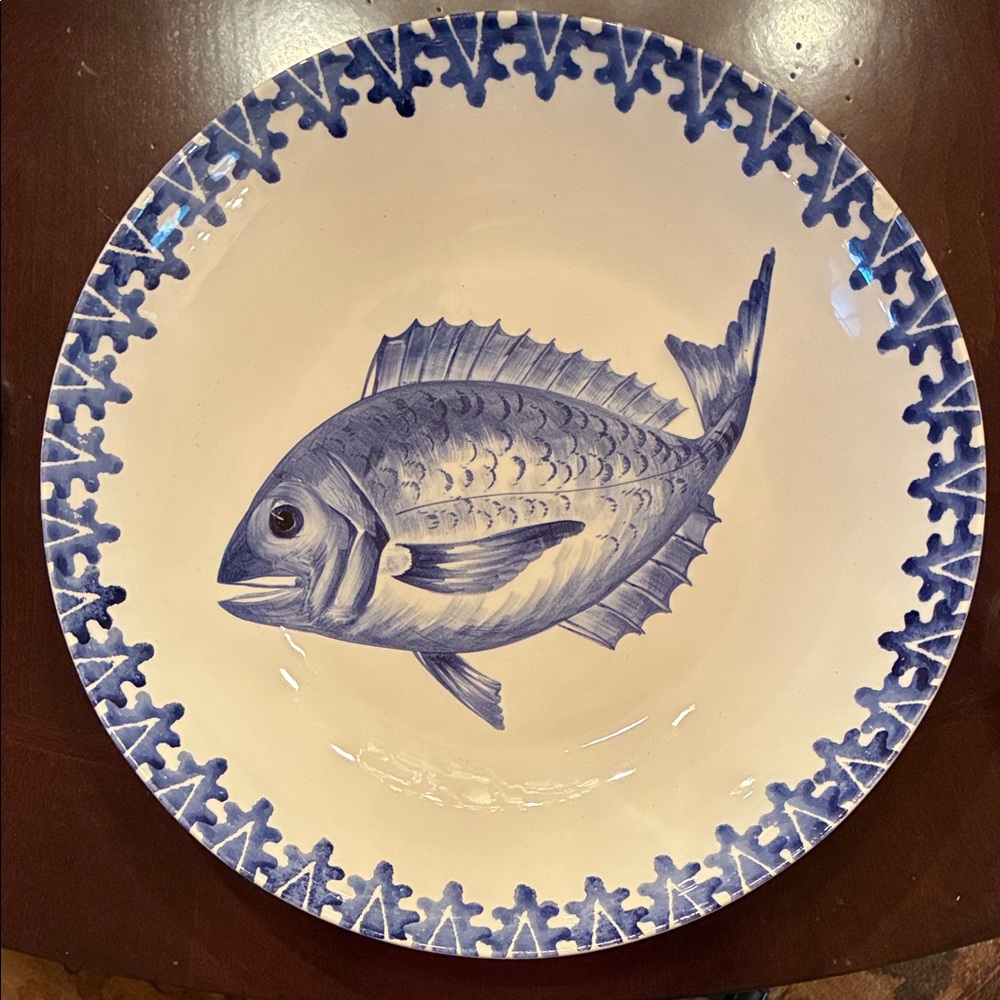 Vietri Blue Fish Design Ceramic Plate